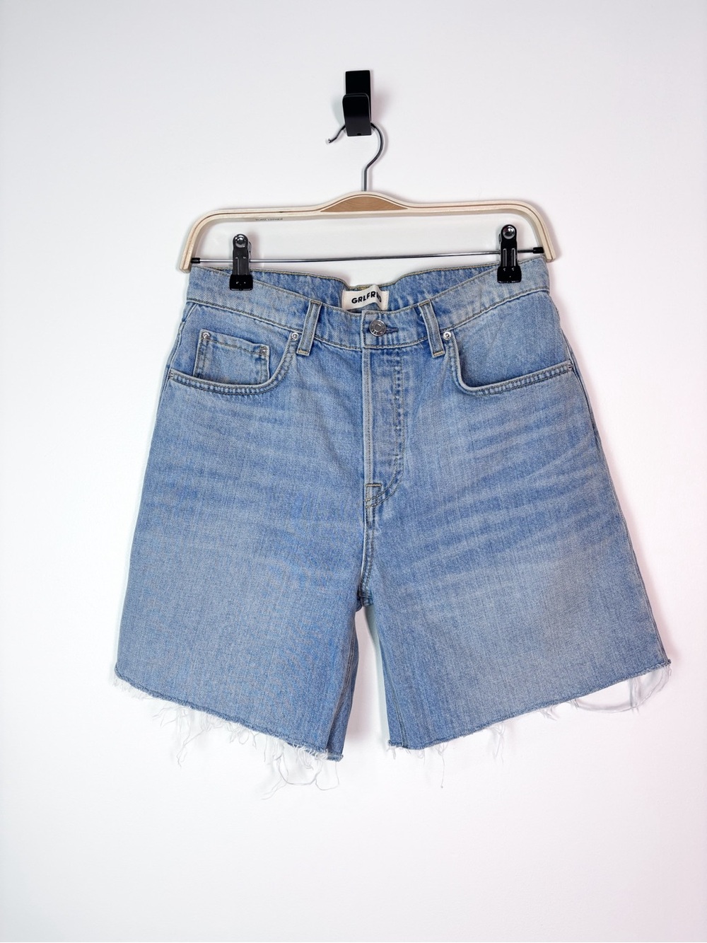 GRLFRND Revolve Bella Low Rise Boyfriend Cut Off Denim Blue Jean Shorts Size 25